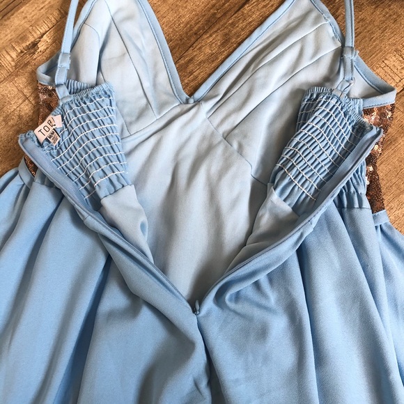 Tobi Blue Sequin Color-block Baby Doll Dress - Picture 7 of 10